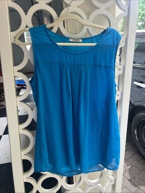 Sleeveless Blue Pleated Women's Top